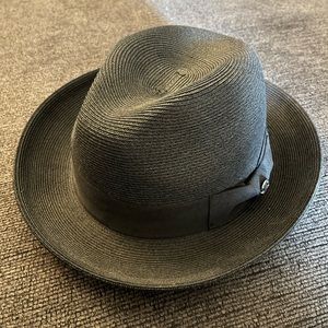 Pineapple & Star Genoa Black Straw Fedora For Sale!